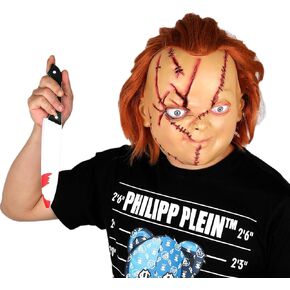 قناع تشاكي دمية الشر المخيف مخيف مخيف شبح الرعب وجه Cosplay Costume Party Parts Halloween Props