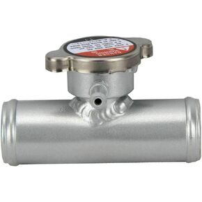 HCHCSPEED 38mm 1-1/2" Aluminum In Line Coolant Radiator Filler Neck Hose With Cap Silver