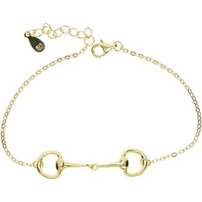 18K Gold Horse Bit Bracelet. 925 SS. 7" + 2". Devon