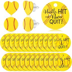 Quelay 24 Set Graduation Baseball Softball Stud Earring for Women Sport Earring with Card for Mom Fan Jewelry Team Gift