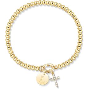 Free bird Charm Bracelets for Women Bead Bracelets Cross Bracelet 14K Initial Jewelry