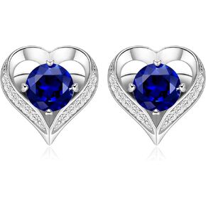 LOVE&LOVE Moissanite Stud Earrings,1CT/2CT Imitation Diamond Earrings,Heart Earrings for Women,18K White Gold Plated Sterling Silver,Jewelry Gift for Her Him Birthday Anniversary Graduation