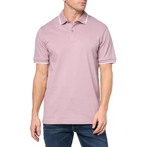 BOSS Square Patch Logo Slim Fit Cotton Polo Shirt, Mauve Pink, L