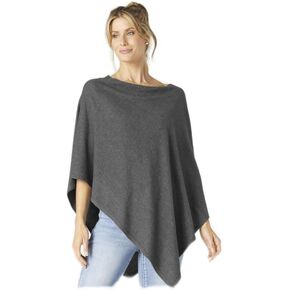 Coco + Carmen Lightweight Brushed Poncho, Charcoal, Women Fashion Apparel Accessories