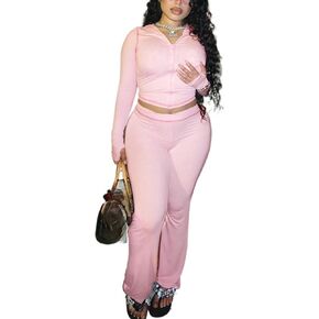 2 Piece Set Leopard Print Sweatshirt Zip Up Hoodie High Waist Slim Fit Straight Leg Pants Sweatpants Fall Outfits