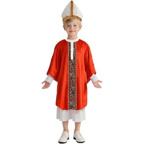 زي Vzqi Pope for Kids Bishop Own Boys Halloween Cosplay Pope Hat