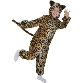 Wizland Flannel Costume Costume Kids Fun Oneie Leopard Costume Girls Onepiece Cat Coustume مع ذيل قابل للفصل لعيد الشكر 6-8
