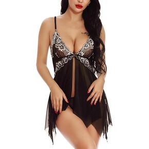 dream love Women Lace Lingerie Front Closure Babydoll V Neck Nightwear Sexy Chemise Nightie S-XXL