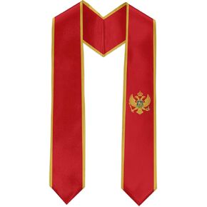 Montenegro Flag Graduation Sash Satin Scarf 72" Stole for Abroad Student International Study Class