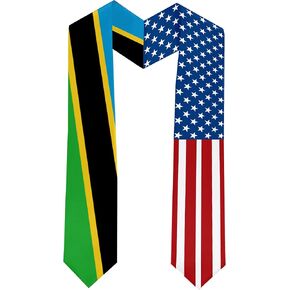 2025 سرق التخرج من Tanzania و USA Flag التخرج للطلاب الدولي (ثوب البكالوريا والقبعة غير المدرجة)