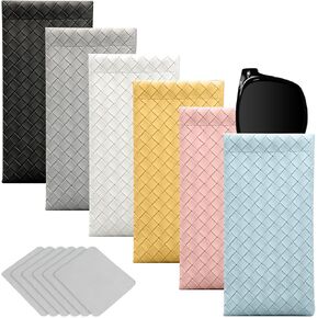 WCHOSOZH 6PCS SESSION POUCH SUNGLASS POUCH مع القماش التنظيف ، علبة نظارات ناعمة ملونة ، أكياس مقاومة للماء ، فم مرن ، منظمات شمسية مضادة للخلع من أجل النساء ، الرجال ، الرجال