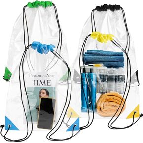 4PCS Clear Drawstring Bags - Clear Backpack Stadium Drawstring Bag for Women and Men Waterproof Pvc Backpack for Stadium Events, Music Festival, Shopping, Sports, Concert