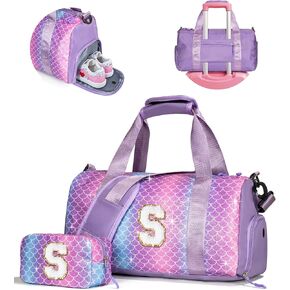 Graduation Gifts Granddaughter-Girl Gym Bag with Shoe Compartment, Kid Personalized Weekender Overnight Bags, Initial Travel Tote with Makeup Pouch, Niece Girls Birthday Gift (Letter L) in Saudi Arabia