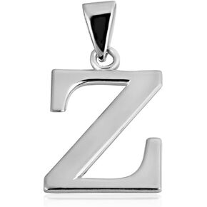 Claddagh Gold .925 Sterling Silver Silver inial charm - مجوهرات حروف الأبجدية الشخصية في خط الكتل 0.80 مم أو 0.55 ملم