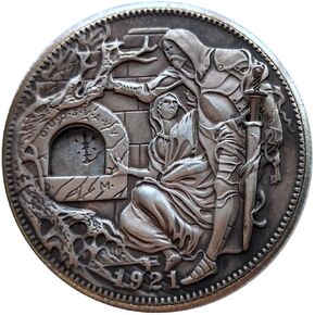 Movable Mechanism Hobo Nickel Challenge Coin Sword Coin Pendant in Saudi Arabia