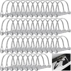 Pelopy 60 Pcs Arch Trailer Coupler Pin 1/4'' x 2-3/4" Safety Shaft Locking Pin Heavy Duty Hitch Pins Carbon Steel Trailer Gate Pin for Wagons Towing Garden Farm Lawn PTO and Hitches