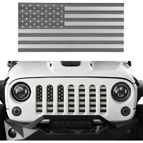 Wrangler Grille Insert Flag Mesh Grill Progray Press Screen for Jeep Wrangler 2007-2018 JK & Unlimited - Black and White Rubicon Sahara Sport JKU