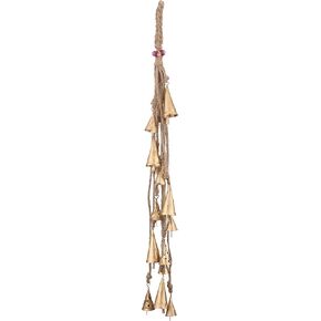 Handmade Hanging Bells Wind Chimes 27 Inch– Vintage Cow Bells on Jute Rope, Rustic Tin Bells for Christmas, Home Decor, Boho Wind Bells for Holiday, Farmhouse, Wreath, Outdoor & Indoor