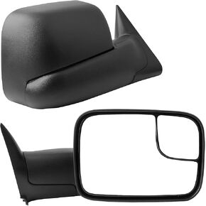 YITAMOTOR Towing Mirrors Compatible with 2002-2008 Dodge Ram 1500, 2003-2009 Dodge Ram 2500 3500 Power Adjustable Heated Manual Flip-Up Folding Tow Mirrors Pair Set