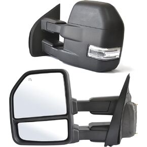 Towing Mirrors fit for 2015 2016 2017 2018 2019 2020 Ford F-150 Pickup Truck with Power Heated Temperature Sensor Turn Signal Light Black Housing 8 Pin Plug tow mirrors