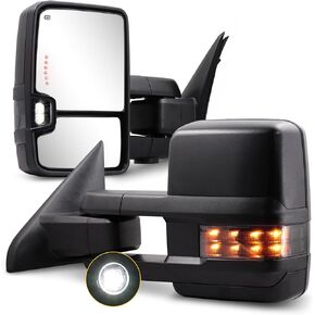 Towing Mirrors for 2009-2018 Dodge Ram 1500, 2010-2018 Ram 2500 3500, 2019-2024 Dodge 1500 Classic Power Glass Heated Function Temp Sensor Turn Signal Running Light Backup Light Pair Set