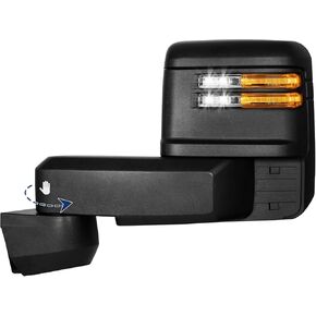 Driver Side Towing Mirror Compatible with 2020-2024 Chevy Silverado GMC Sierra 2500HD 3500HD with Power Adjustment Mirror Heated Turn Signal & Running Light Puddle Lamp BSM Light- Chrome