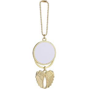 Car Hanging Ornament,Angel Wing Car Rearview Mirror Pendant with Sublimation Blank Pendant Heat Transfer Photo Frame for Automobiles Home Window Christmas Ornaments (Silver-5PC)