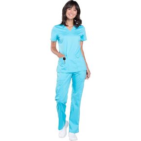 مجموعة شيروكي فرك للنساء الكلاسيكية الحديثة Fit 3 جيوب V-Neck Top WW620 مع 5 جيوب معتد