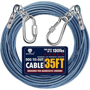 Dog Leads for Yard 35ft 45ft 55ft 65ft 75ft 85ft Dog Tie Out Cable Runner Steel Tieout Heavy Duty Tether Chew Proof Long Dog Chains for Outside, Camping, Park (Green, 35ft)