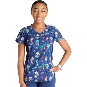 Cherokee Prints Women Scrubs Top V-Neck Print CK792