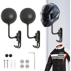 Metal Helmet Holder Wall Mounted Motorcycle Helmet Holder, 180° Motorcycle Helmet Rack Helmet Hanger -2 Pack(4.6 inch)