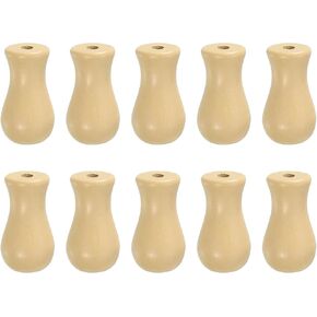 uxcell 10pcs الحبل المقابض ، 32 ملم نافذة الأعمى شرابات السحب الخشبي شرابة السحب قطرات السحب نهاية الستائر الستائر الظل ، لون الخشب