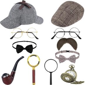 11 PCS Actective Oppertive Costume Assories for Kids abortective Hat Glass Glass Glasses Fake Mapest Matach Bow Watch (Type A)