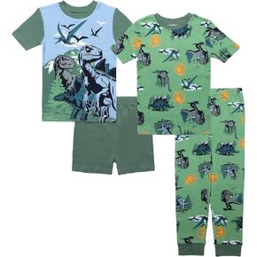 Jurassic World Boys' 4-Piece Snug-fit Cotton Pajama Set, Soft & Cute for Kids