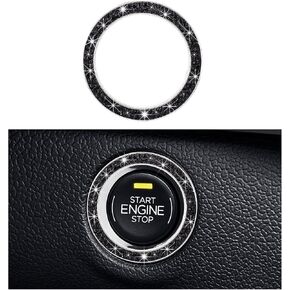 Car Bling Engine Start Ring Decal, Sparkling Crystal Rhinestone Auto Push Start Button Cover Sticker, Decorative Key Ignition Knob Ring for Most Cars, Car Accessories (Pink, 1 PC) in Saudi Arabia
