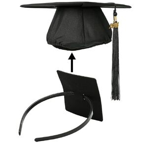Punchman Graduation Cap Cap Insert - 1PC Firm Black Firm Anti Fall Band for Graduation Hat Companion ، Hard Cap Headband Holder for Curly Hair ، و Hat Exclues for Treguent