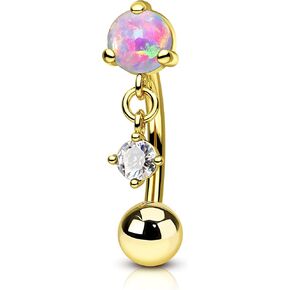 أقراط خمر Rook Dangle 16g Pink Opal Erybrow Rok Rings Stainless Steel Rook Eyeborw Jewelry Jewelry