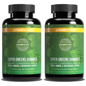 Primal Harvest Super Greens Greens ، مزيج من الأطعمة الفائقة مع الفطر التكيف فيتامينات والمعادن الغنية بالمغذيات ومضادات الأكسدة من أجل دعم الطاقة والمناعة (1 حزمة (عدد 60) ، التوت)