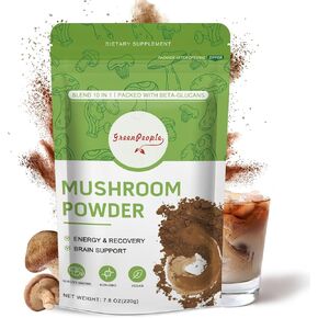 ملحق مسحوق الفطر بمسحوق الفطر-10 في 1 الفطر الأسود البودرة مع Reishi/Cordyceps/Chaga/Turkey Tail/Maitake/Complex للوظيفة المعرفية والدعم المناعي 78 حصة