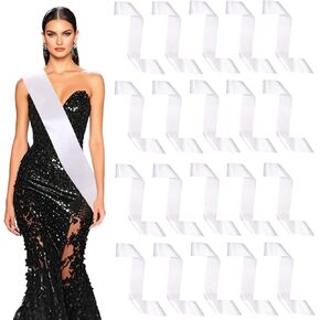 20pcs أبيض الوشاح الفارغ الفارغ الساتان ساتان SASH كبار SASH DIY SASHES لحفل عيد ميلاد التخرج حفلة العودة للوطن