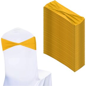 50PCS Spandex Chair SASHES CARCH CORLE COVER TIES بدون زخارف كرسي الشبكة شواك كرسي عالمي لأحداث حفل زفاف حفلات الاستقبال العالمية للسيارة (الذهب)