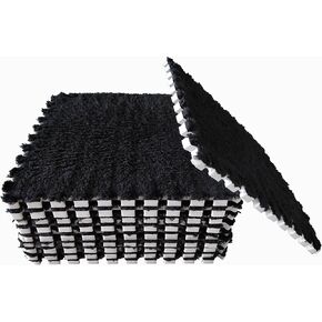 12 pcs Shaggy Soft EVA Foam Interlocking Carpet Fluffy Rugs Protective Floor Tiles Sport Play mats for Home Parlor, Bedroom, Children Kids Room (Pink)