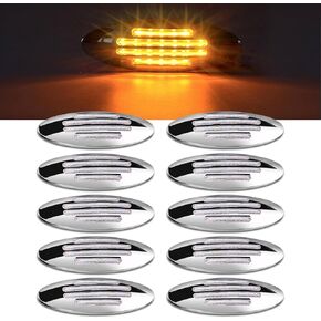 10pcs 6.5 "مصابيح علامات العنبر LED ، مصابيح التخليص الجانبية البيضاوية 160