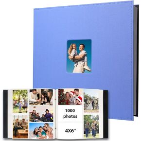 Linen Hardcover Photo Album 4x6 1000 Photos Large Capacity for Family Wedding Anniversary Baby Vacation, 4x6 Photo Albums with Front Window Holds 1000 Horizontal and Vertical 4 x 6 Pictures(Black)