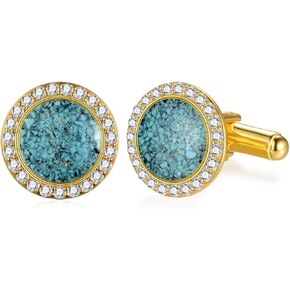Turquoise Cufflinks for Men 925 Sterling Silver Tuxedo Cuff Links Gold Cufflinks Shirts for Men Jewelry Gifts for Father Husband