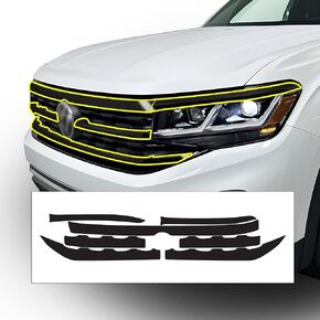 BOGAR TECH DESIGNS Compatible with Volkswagen Atlas Cross Sport 2020-2023 Front Chrome Delete Overlay Film, Gloss Black