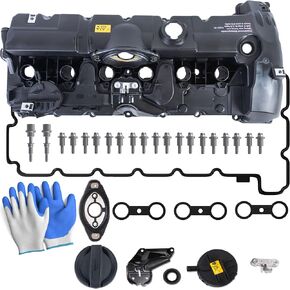 Engine Valve Cover 11127552281 Compatible with BMW 125i, 128i, 130i, 323i, 325i, 328i, 525i, 528i, 530i, X1, X3, X5, Z4 - N52 E60 E70 E82 E83 E84 E89 E90 E92 2.5L, 3.0L w/Bolts & Caps