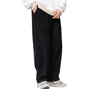 Aelfric Eden Mens Corduroy Vintage Cargo Sweatpants Long Solid Elastic Waist Casual Pants Hip Hop Wide Leg Streetwear Pants