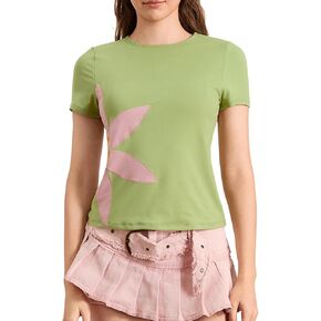 Y2k Aesthetic Graphic Baby Tees for Women Tight Short Sleeve Crop Tops 90s Teenagers Shirt Clothing Summer 2025