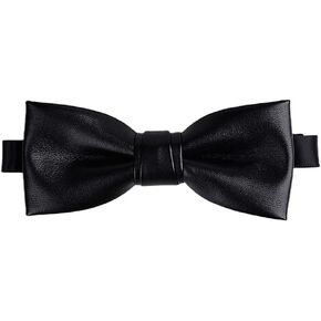 Teensery Men's Pu Leather Bow Tie مع حزام قابل للتعديل لحفل حفل زفاف الحفلات ، الأسود